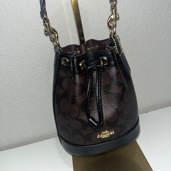 Coach Mini Bucket Bag (Walnut/Signature Canvas) - Picture 1 of 2
